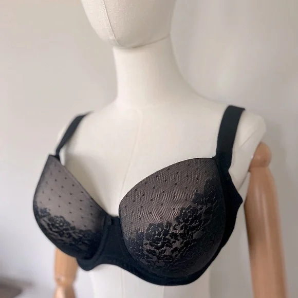 Soma Stunning Support Black Full-Coverage Bra with Lace Overlay Size 36DD - Picture 4 of 11